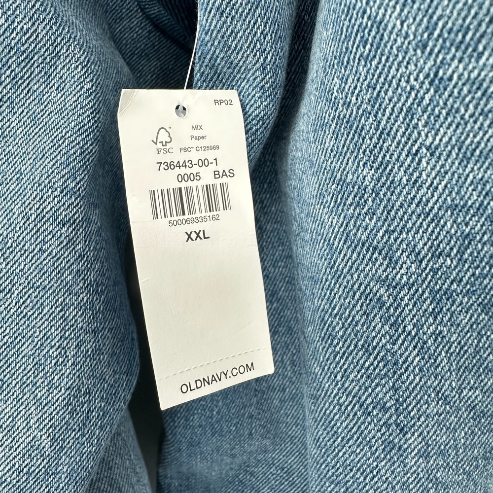 Old‎ Navy Denim Jacket Plus Size XXL Trucker Stretch Jean Pockets Minimalist New - Picture 12 of 13